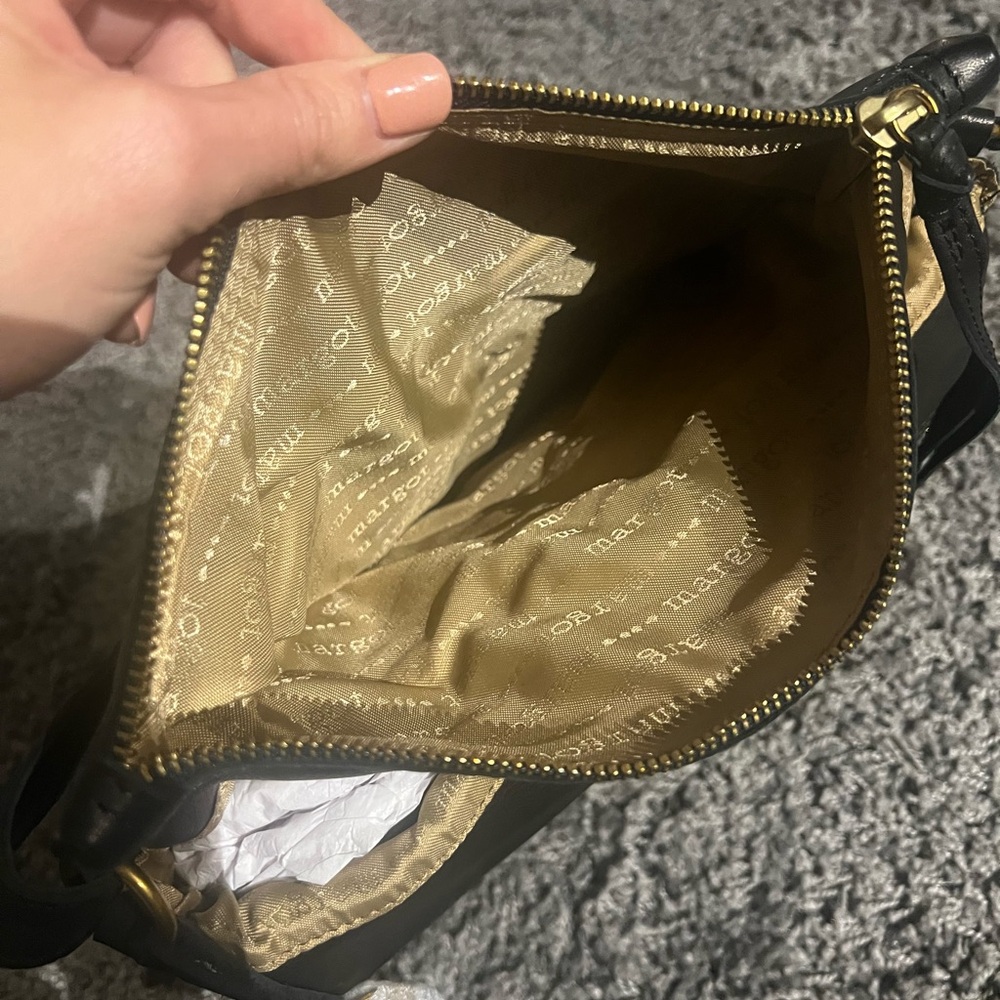 margot Black Pebbled Leather Crossbody with Gold Zippers - Picture 11 of 13